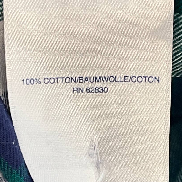Lands' End Tops Lands End Henley Flannel Shirt Womens 2 Tall Blue Green White Long Sleeve